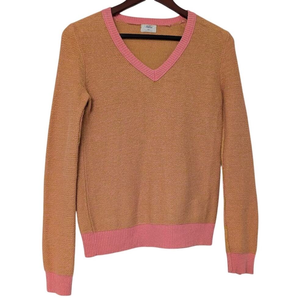 Wallace Womens Vintage 90's Knit V-Neck Sweater Clueless Preppy XS Pink Orange